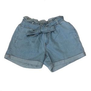 High Waisted Light Blue “Paper-bag” Shorts